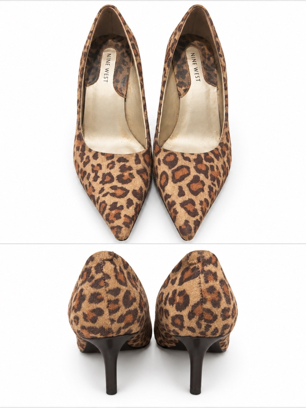 Nine West Leopard Print Pointed-Toe Pumps in Brown and Black